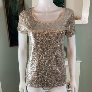 Nwt new Michael Kors Silver Metallic Sequin Blouse Small shirt top mesh S Glam